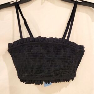 Yonique Smocked Bandeau Bikini Top size small